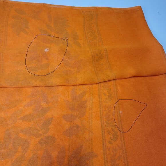 ORANGE Scarf Floral Motif Long Wide Rectangular - Picture 10 of 11
